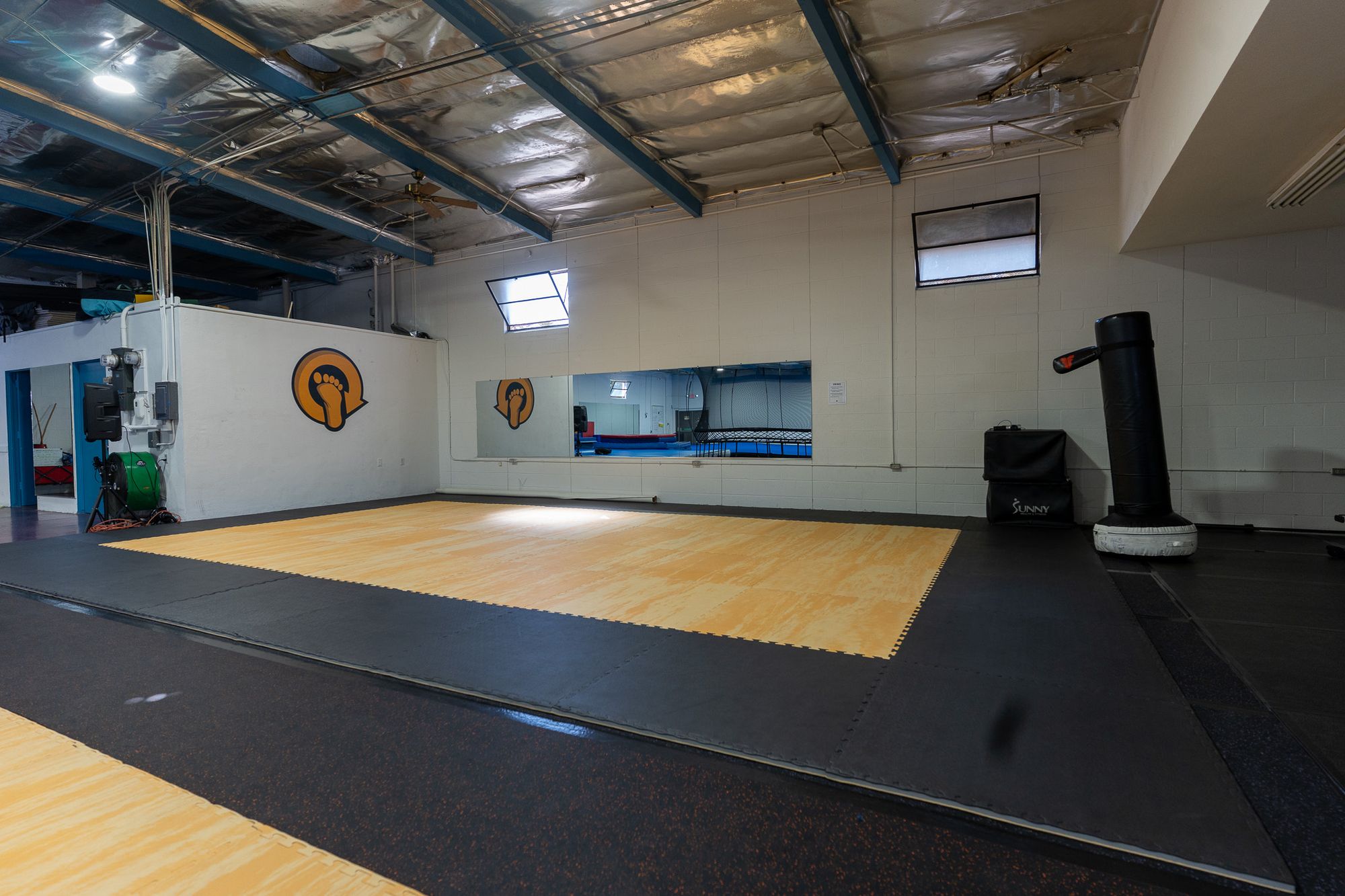Loopkicks training floor with spring floor and mirrored walls